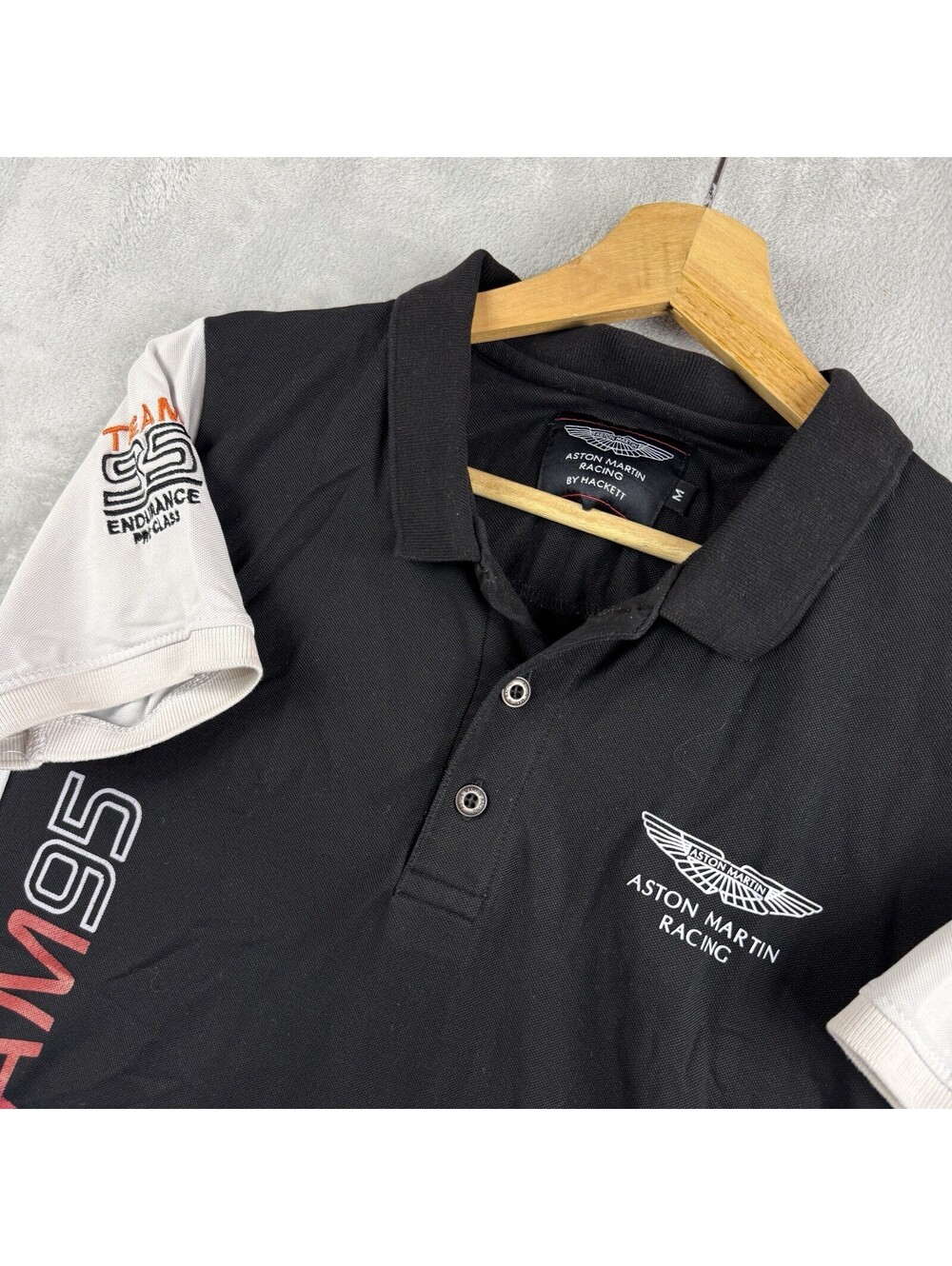 Aston Martin Racing by Hackett Team AMR95 Polo Shirt Black Mens Medium F1 Moto
